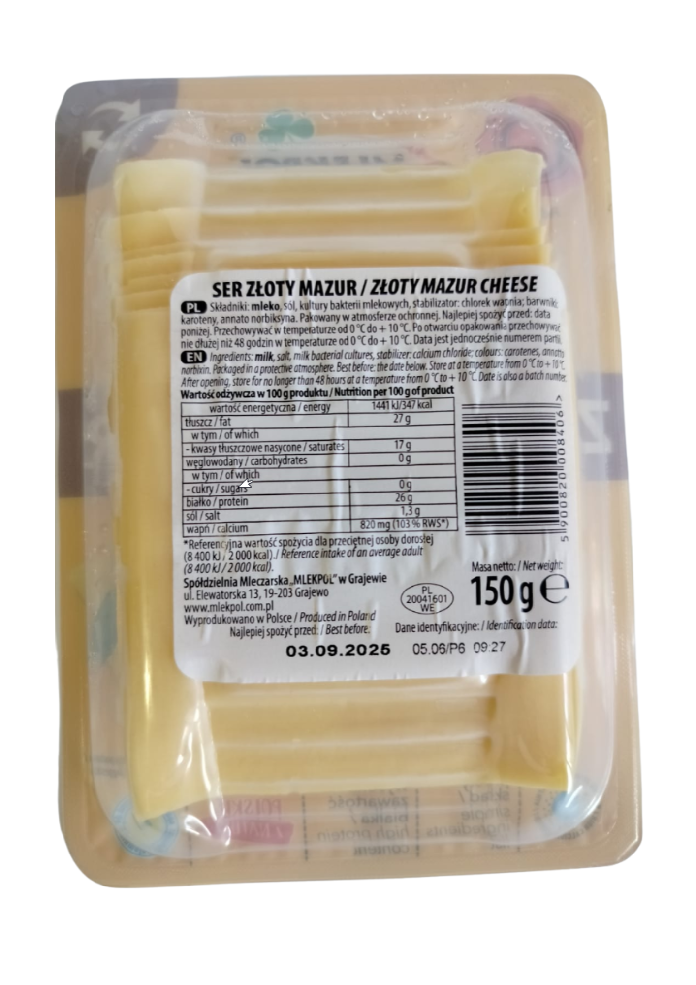 Ser Złoty Mazur Mlekpol – w plastrach
