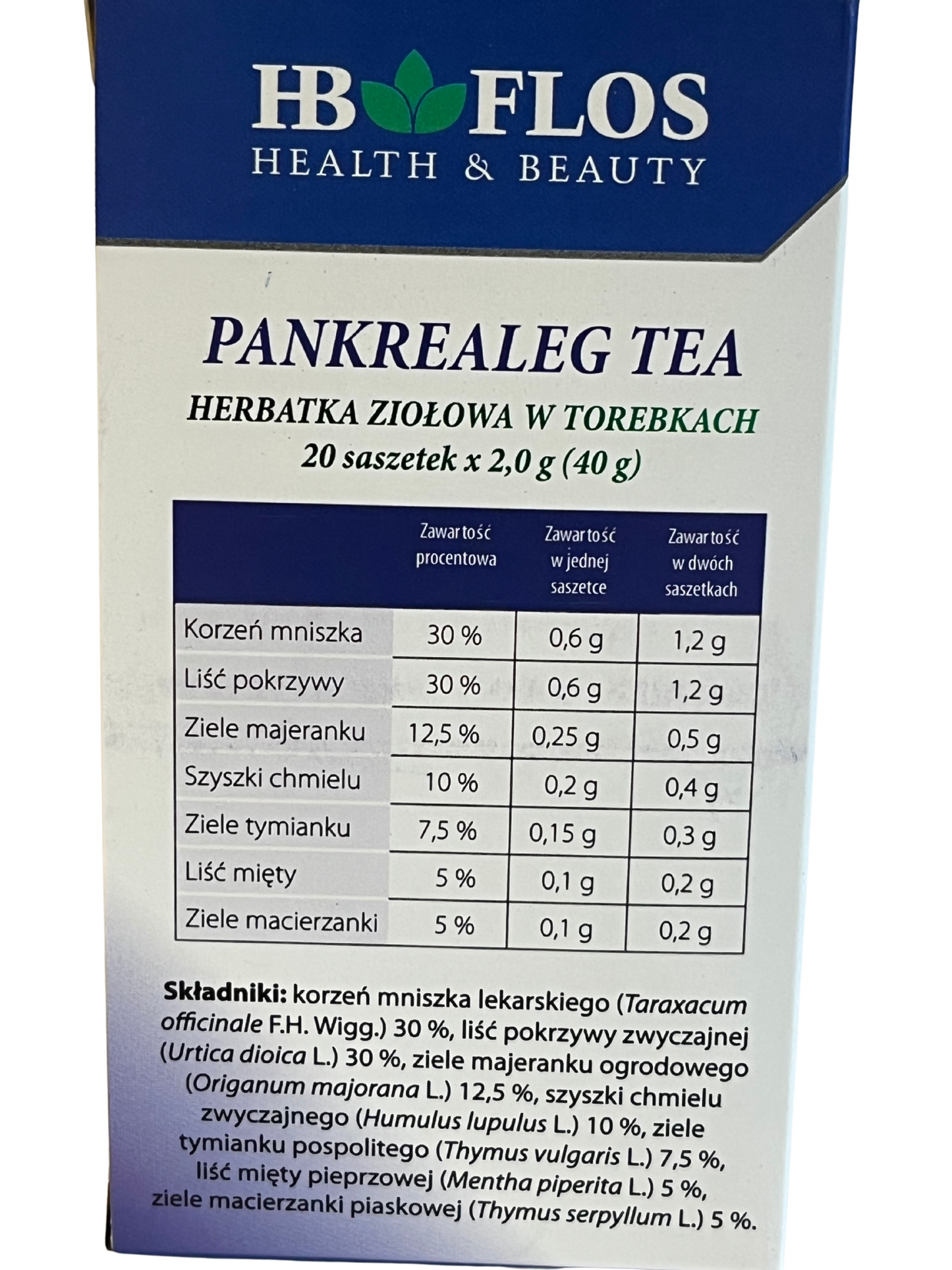 Herbatka ziołowa HB Flos Pankrealeg Tea