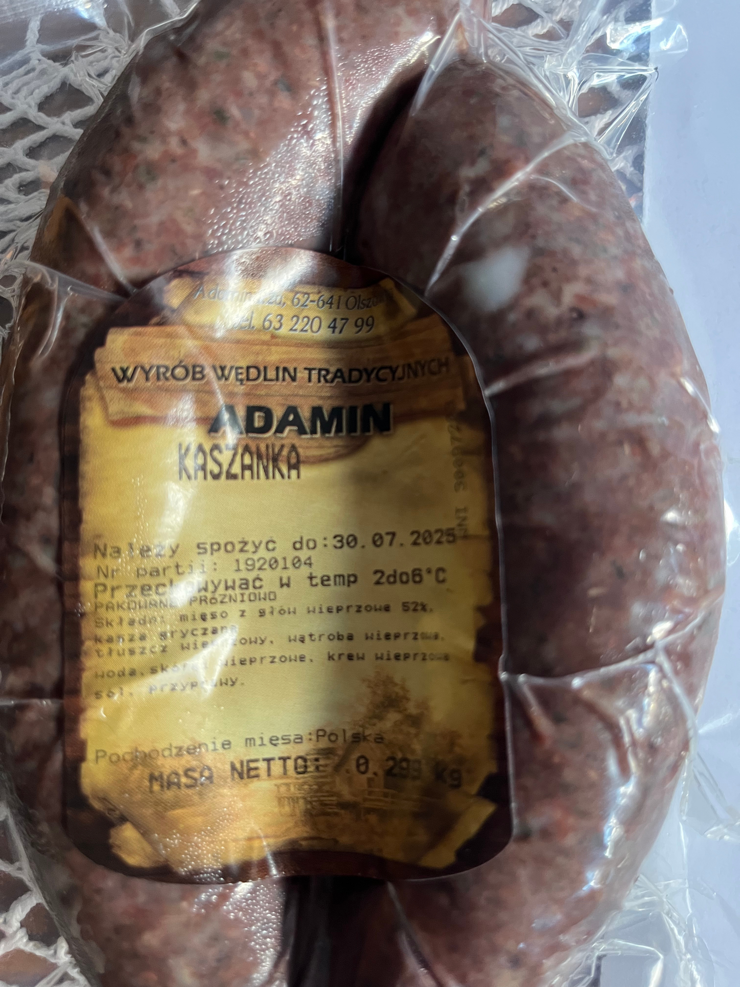 Kaszanka – 23zł/kg