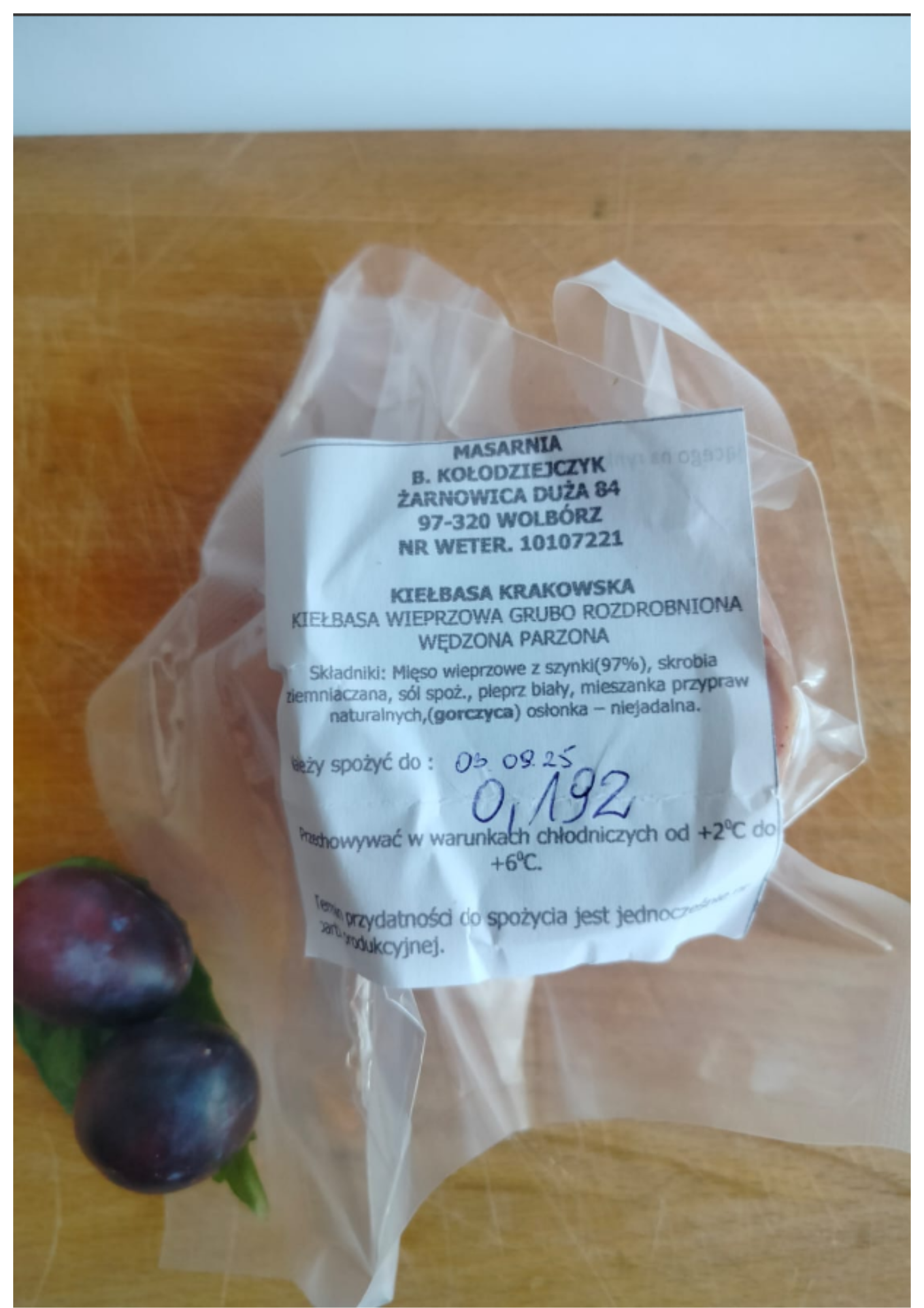 Kiełbasa krakowska 55zł/kg