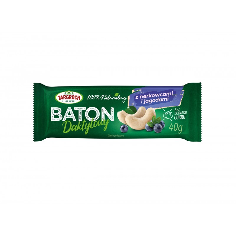 Baton daktylowy z nerkowcami i jagodą