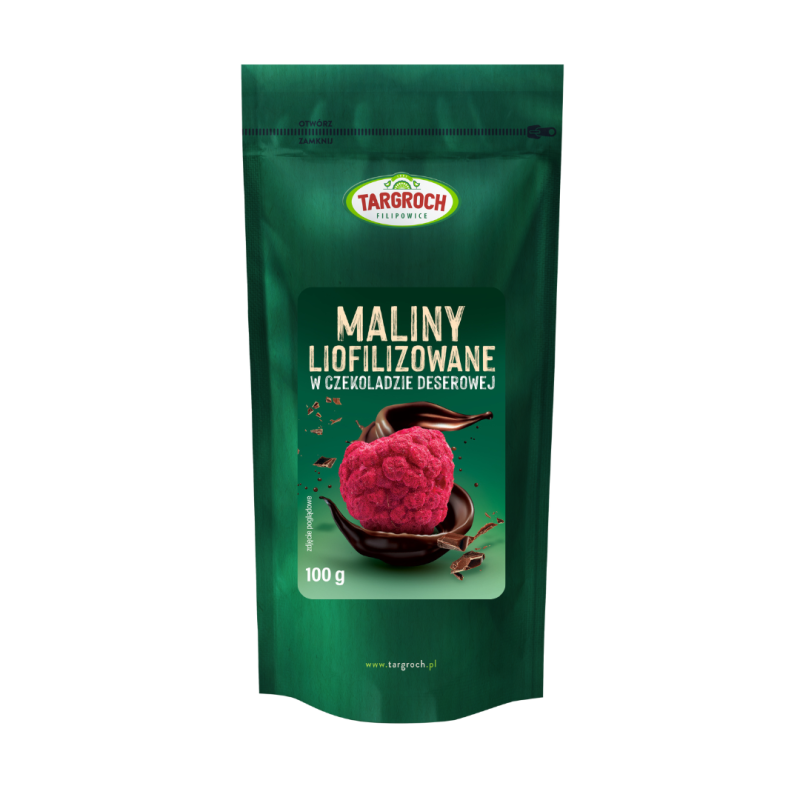 Maliny liofilizowane w czekoladzie deserowej –