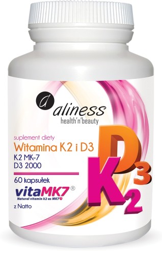 Aliness Witamina K2 MK-7 100 µg z Natto + D3
