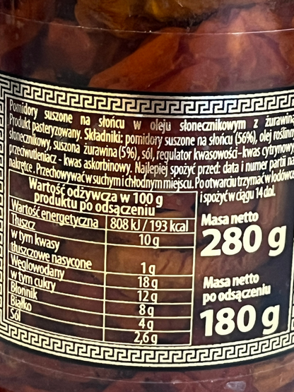 Pomidory suszone z żurawiną w oleju słonecznikowym – M&K