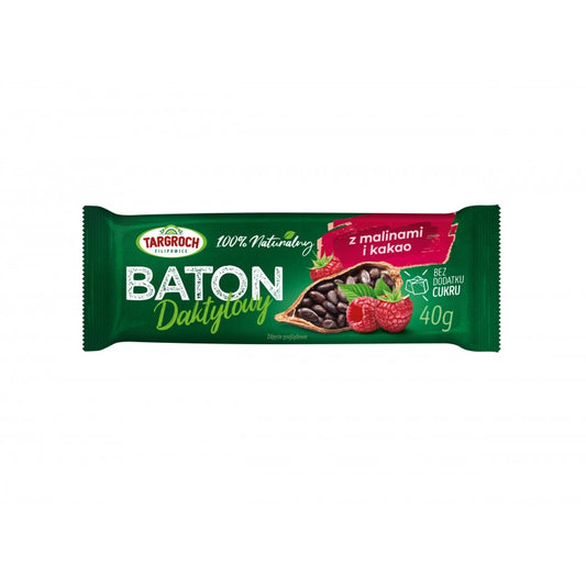 Baton daktylowy z malinami i kakao